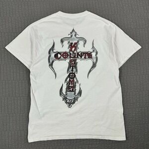 Counts Kustoms T Shirt Men's Large‎ White Las Vegas Biker Cyber Grunge
